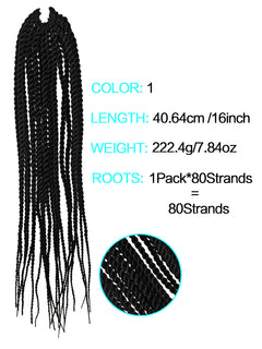 4X EZ SENEGALESE BRAID Long Crochet Braid Synthetic Hairstyle Black Burgundy Brown Ladies Box Braid Crochet Hair-16 Inch