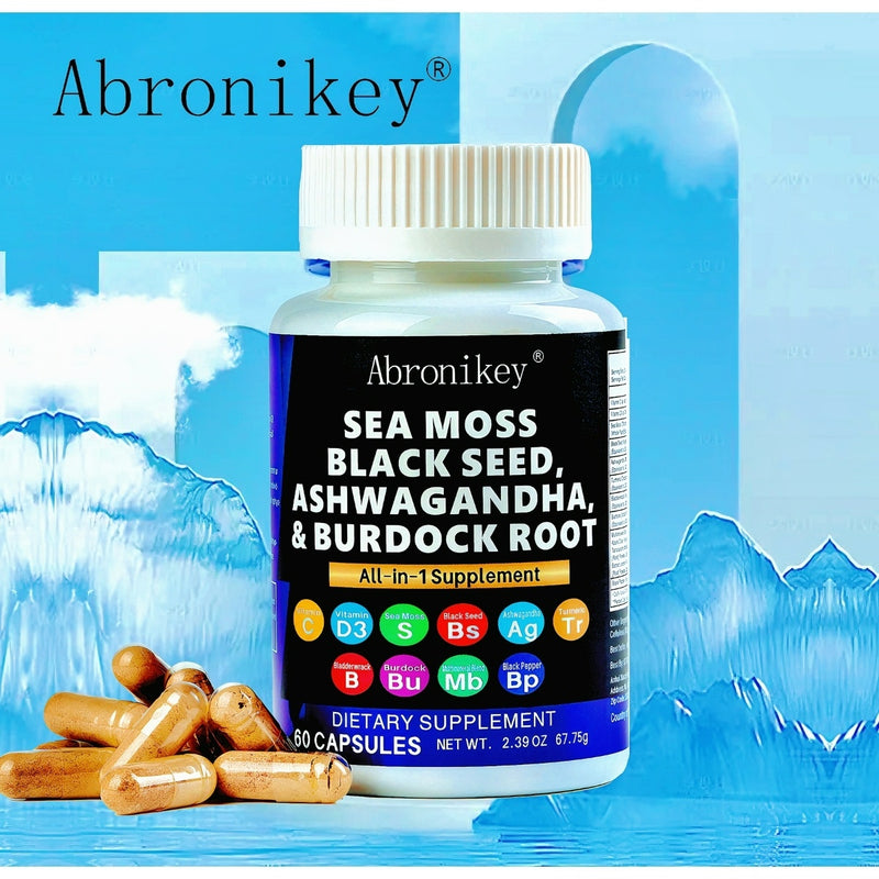 Abronikey Sea Moss 120 Capsules Immune Support & Digestive Health Natural Sea Moss Supplement Rich In Minerals & Vitamins