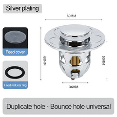 Stainless Steel  Pop-Up Bounce Core Basin Drain Filter