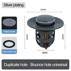 Stainless Steel  Pop-Up Bounce Core Basin Drain Filter